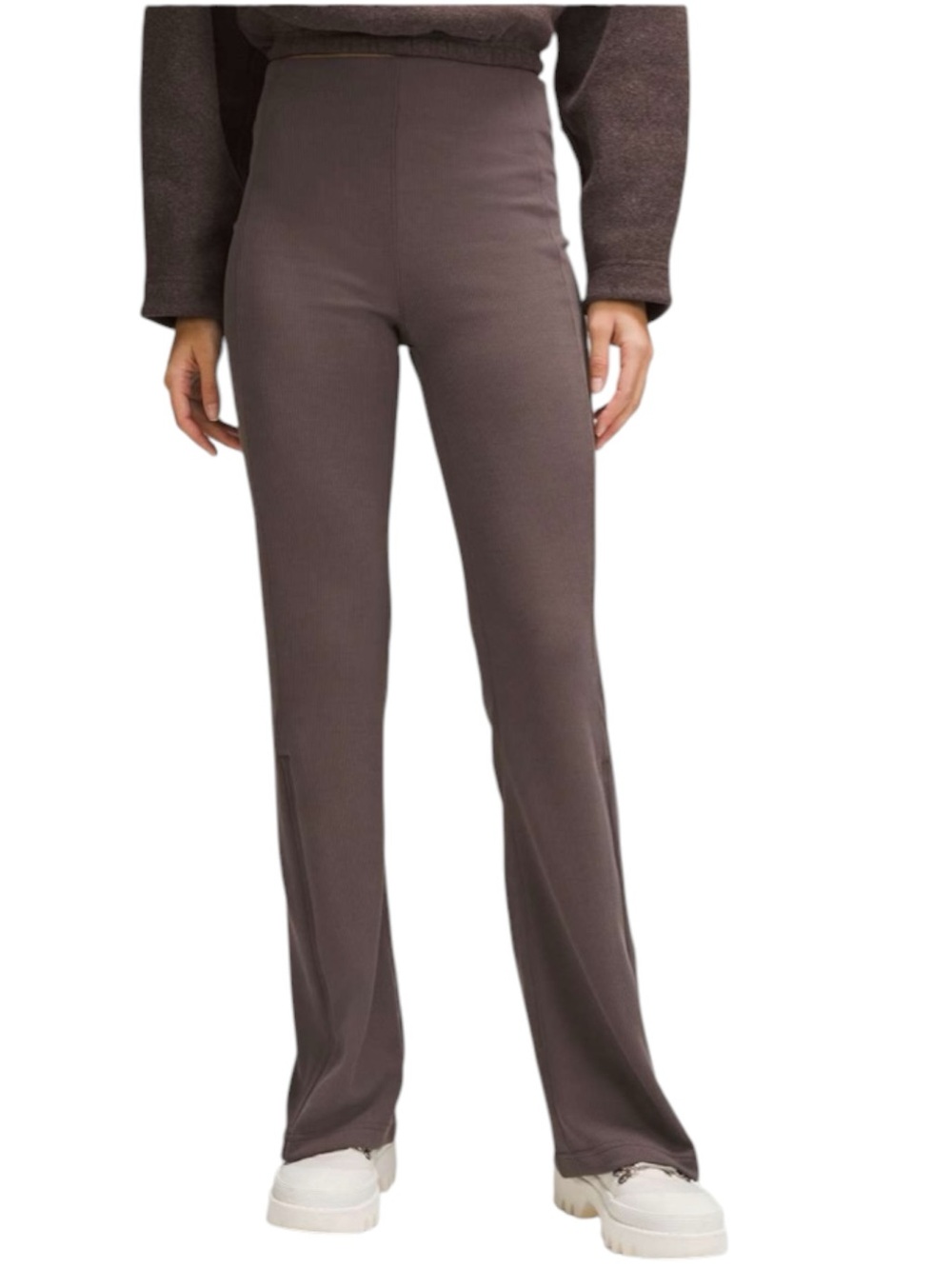 Lululemon Brushed Softstreme Ribbed Zip-Flared Pant 32.5" - Espresso (Size 6)